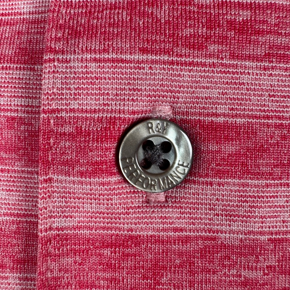 Roundtree & Yorke Polo Shirt Mens 2XB Pink Striped Performance Short Sleeve Golf - Picture 11 of 11